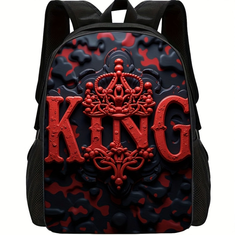 Travel Backpack – for Travel & School, King Print Red Black Color – detail view 7