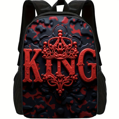 Travel Backpack – for Travel & School, King Print Red Black Color – detail view 7