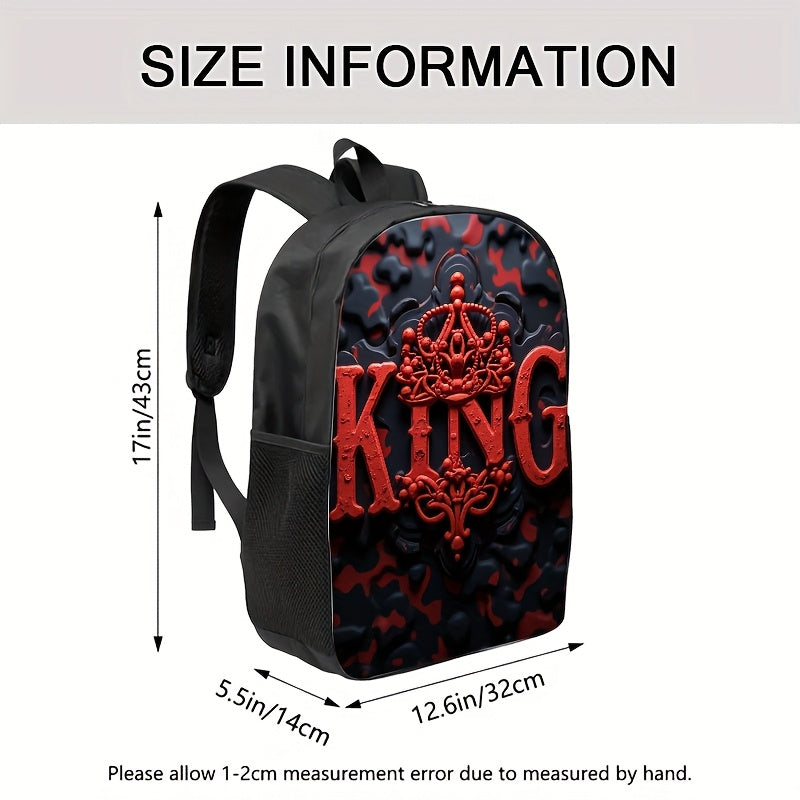 Travel Backpack – for Travel & School, King Print Red Black Color – detail view 11
