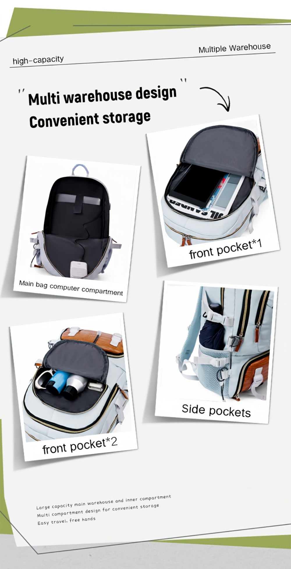 Travel Backpack – USB Charging, Large Capacity, for Travel & Work – detail view 24