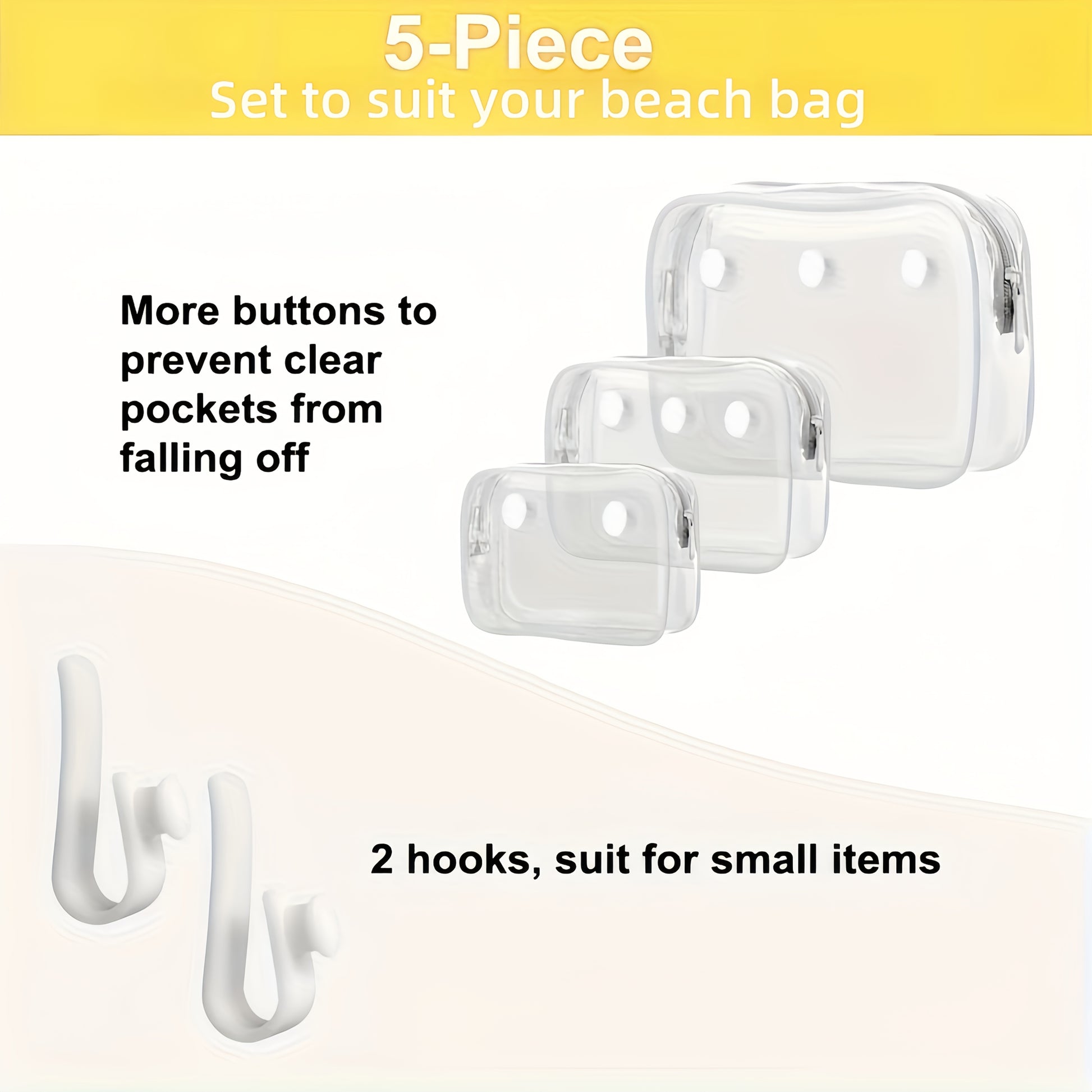 Travel Makeup Bag – 3 Pack, Clear, Transparent, for Travel | Bag Vero – front view