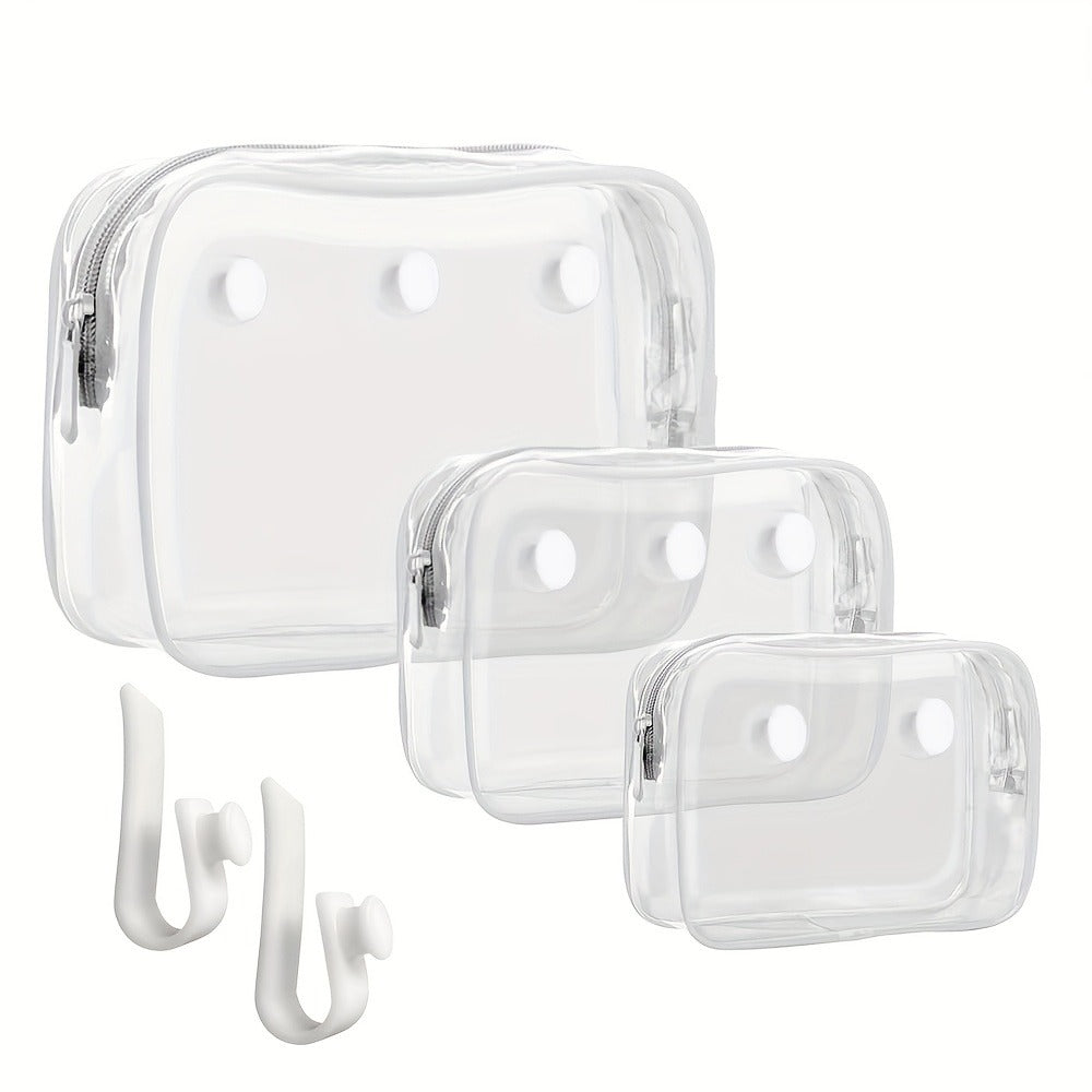 Travel Makeup Bag – 3 Pack, Clear, Transparent, for Travel | Bag Vero – front view