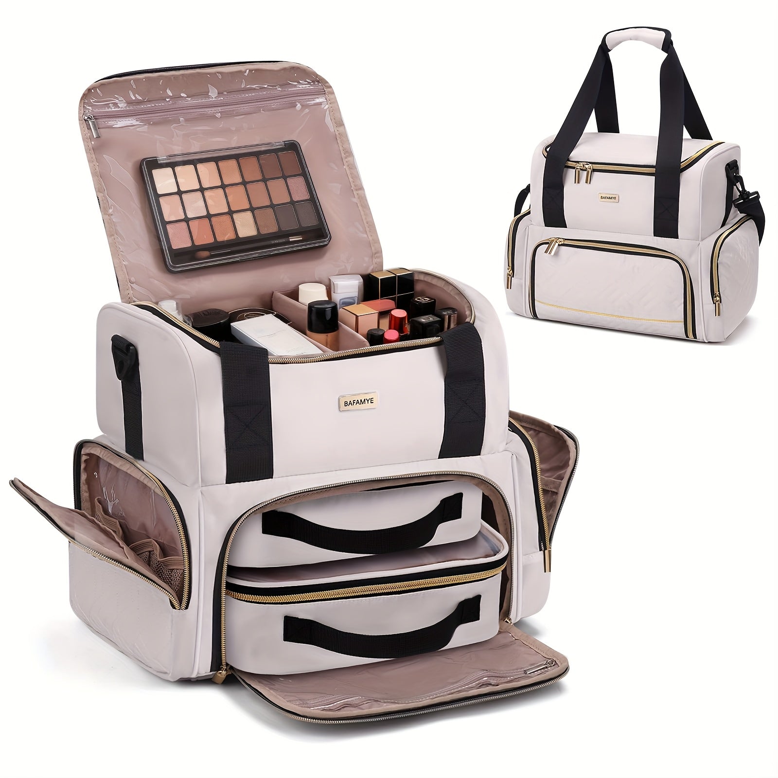 Travel Makeup Bag – for Travel, Large Double Layer Makeup Organizer | Bag Vero – front view