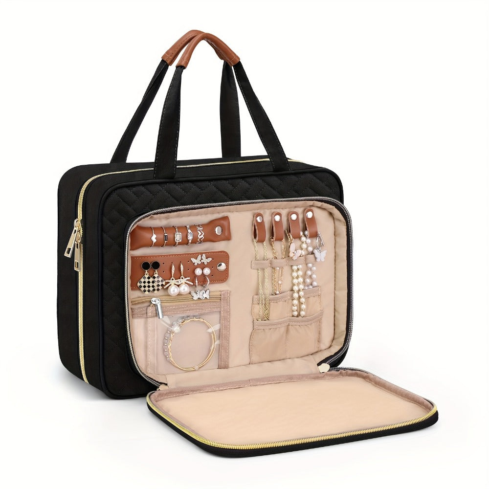 Travel Makeup Bag – for Travel, Weekender Toiletry Hanging Hook Jewelry | Bag Vero – front view