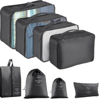 8-Piece Black Drawstring Bag Set