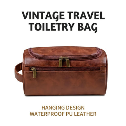Travel Toiletry Bag – PU Leather, Large Capacity, Waterproof, for Travel & Everyday Use | Bag Vero – front view
