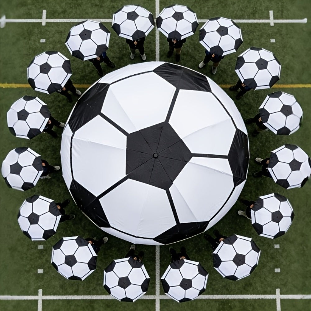 Travel Umbrella – Soccer Ball Print Folding Umbrella – detail view 7