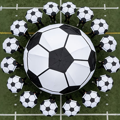 Travel Umbrella – Soccer Ball Print Folding Umbrella – detail view 7