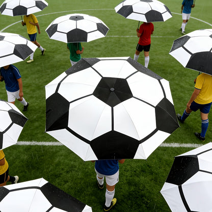 Travel Umbrella – Soccer Ball Print Folding Umbrella – detail view 16