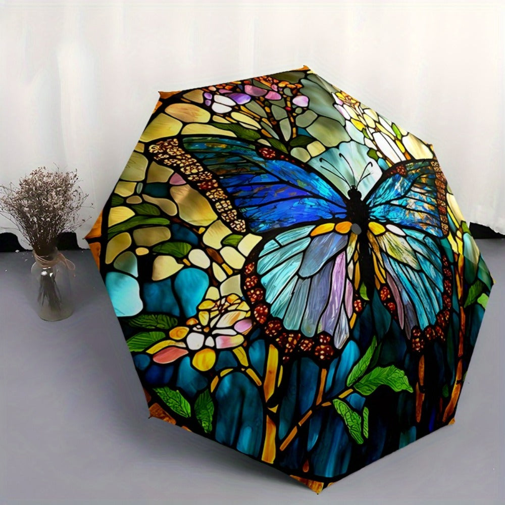 Travel Umbrella – for Travel, Butterfly Print Auto Open Close – detail view 6