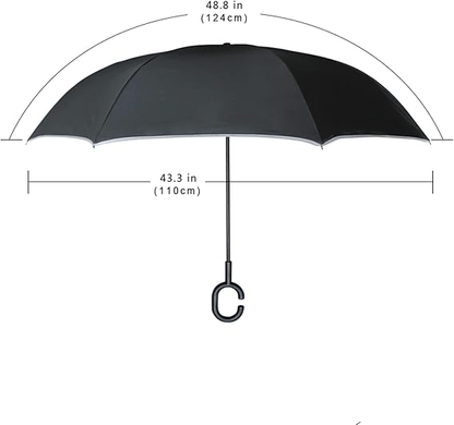 Travel Umbrella – Windproof, Inverted Umbrella C Shaped Handle – detail view 12