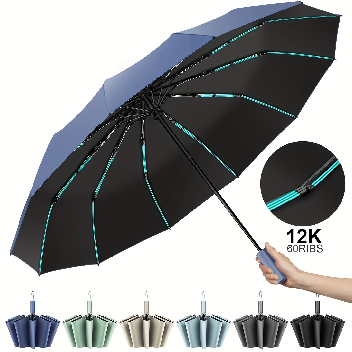 Travel Umbrella – Windproof, Super Strong Windproof Umbrella Auto – detail view 16