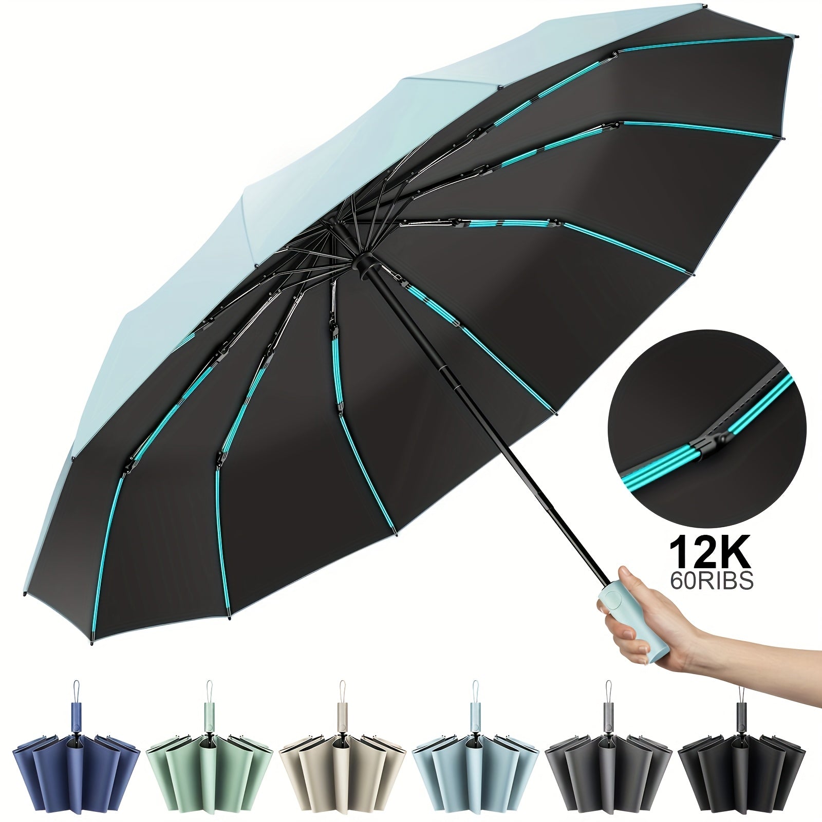Travel Umbrella – Windproof, Super Strong Windproof Umbrella Auto – detail view 22