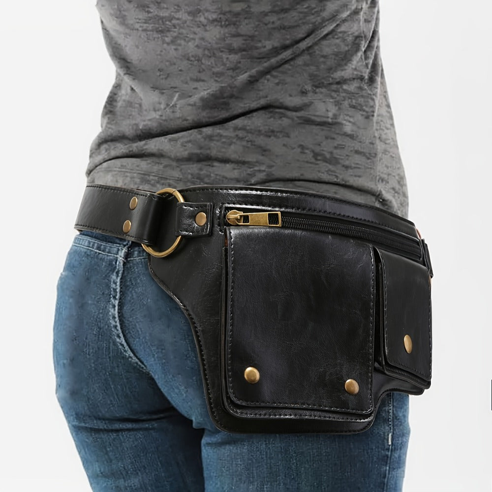 Waist Bag – Multi-Pocket, Leather Waist Metal Buckle Multi | Bag Vero – front view