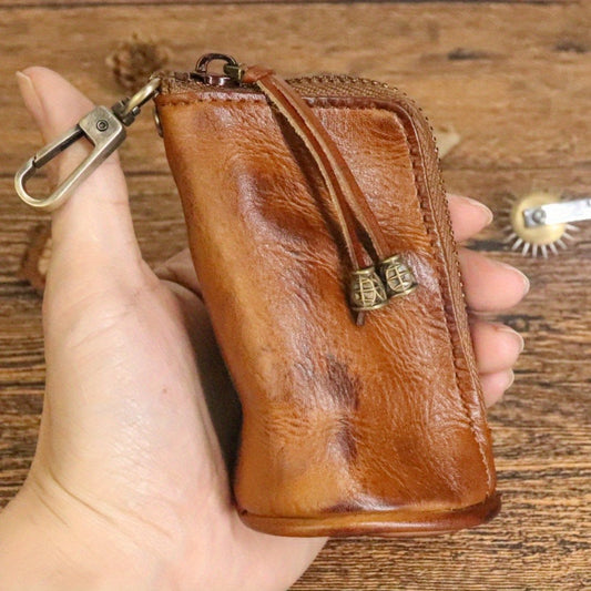 Waist Bag – Genuine Cowhide Key Holder Zippered – front view