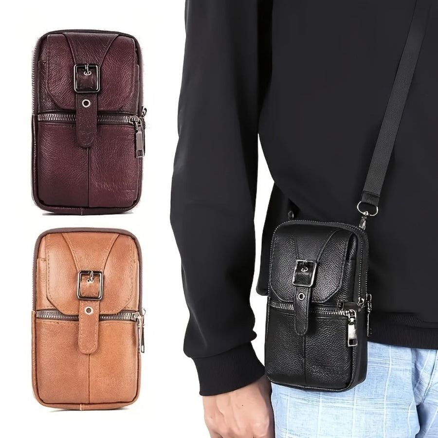 Waist Bag with Genuine Leather and Genuine Leather Waist Belt Loop in 3 Color Options