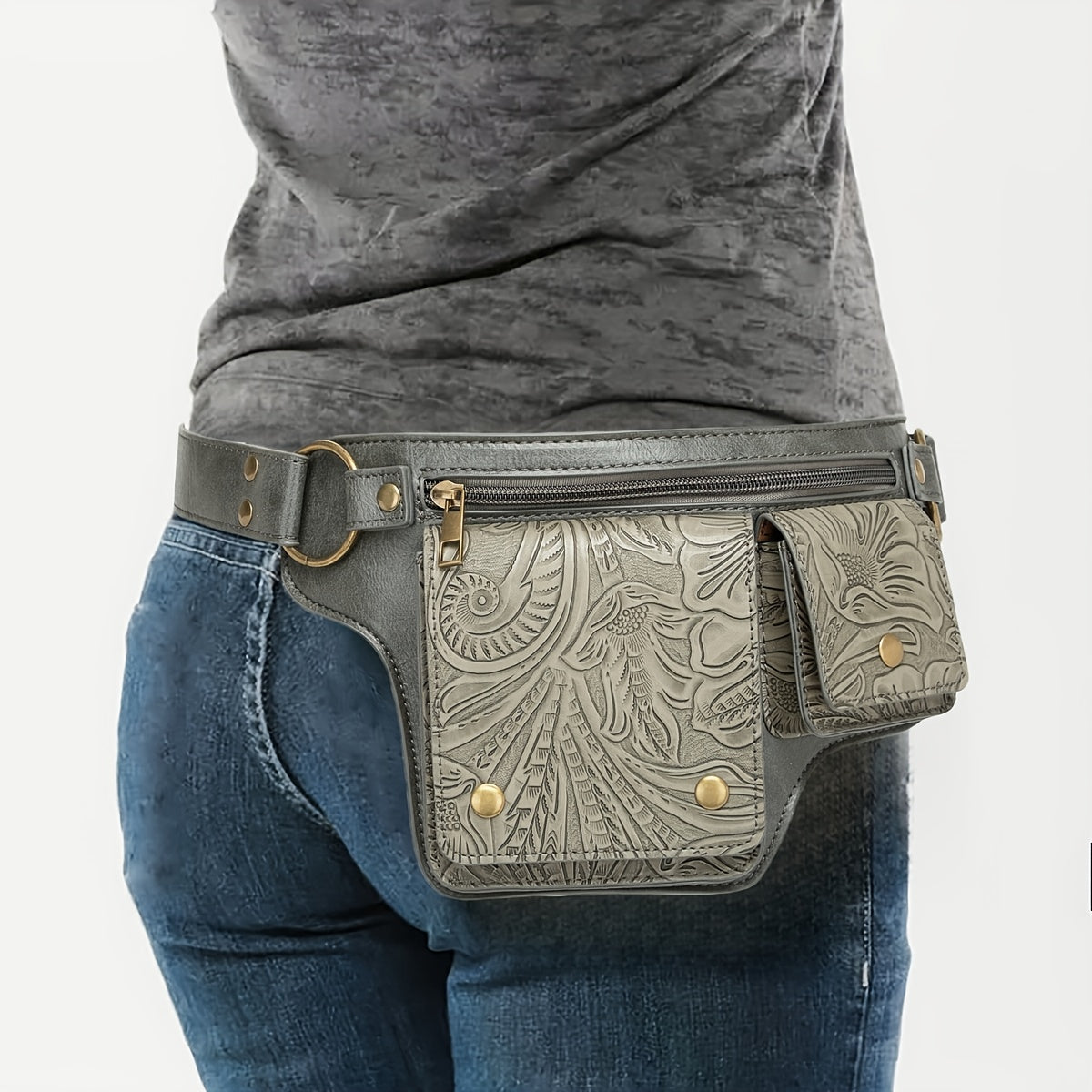 Waist Bag – Multi-Pocket, Cow Print Waist Chest Adjustable – detail view 23