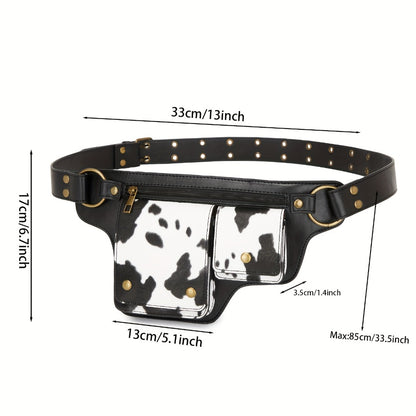 Waist Bag – Multi-Pocket, Cow Print Waist Chest Adjustable – detail view 3