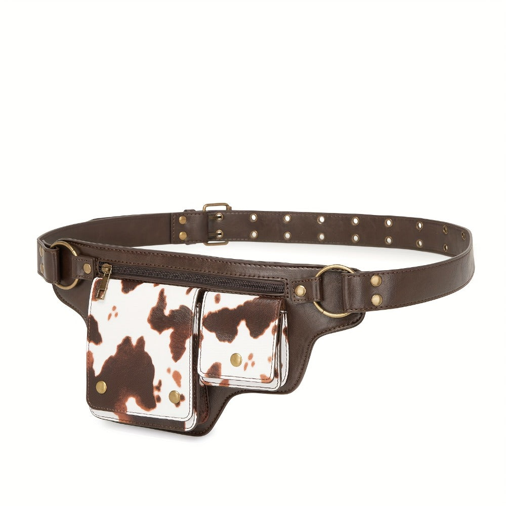Waist Bag – Multi-Pocket, Cow Print Waist Chest Adjustable – detail view 8