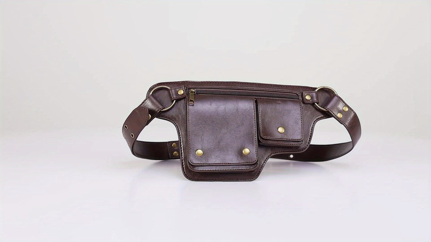 Waist Bag – Multi-Pocket, Leather Waist Metal Buckle Multi – detail view 10