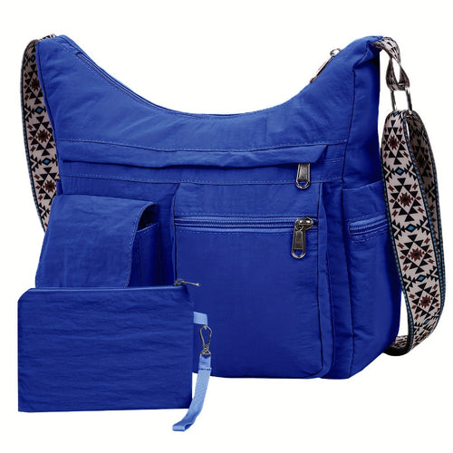 Crossbody Bag for Women – 2-Piece, Nylon, Lightweight, Multi-Pocket – front view