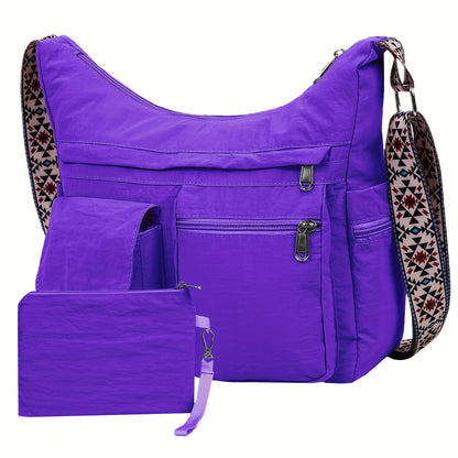 Crossbody Bag for Women – 2-Piece, Nylon, Lightweight, Multi-Pocket – front view - product view 16