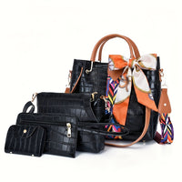 4PCS Black Crocodile Pattern
