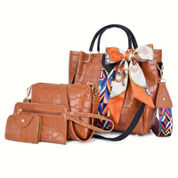 4PCS Brown Crocodile Pattern