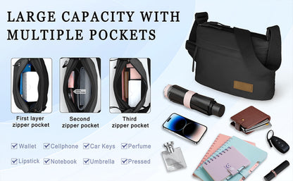 Crossbody Bag for Women – 5-Pocket, Large Capacity, Adjustable Strap, for Work – detail view 19