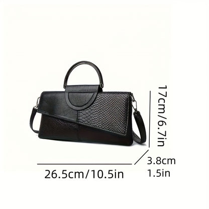 Crossbody Bag for Women – Adjustable Strap, Snake Print Keychain Black Microfiber – detail view 9