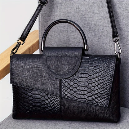 Crossbody Bag for Women – Adjustable Strap, Snake Print Keychain Black Microfiber – detail view 6