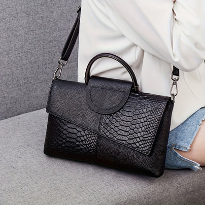 Crossbody Bag for Women – Adjustable Strap, Snake Print Keychain Black Microfiber – detail view 7