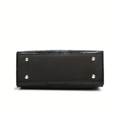Crossbody Bag for Women – Convertible, Croc Print Heart Charm Top – detail view 11