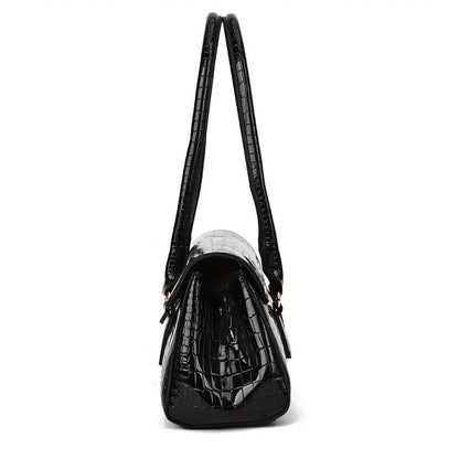 Crossbody Bag for Women – Crocodile Embossed High Gloss Textured – detail view 7