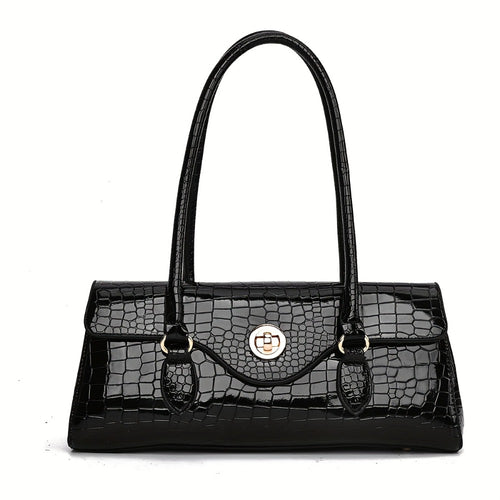 Crossbody Bag for Women – Crocodile Embossed High Gloss Textured – front view