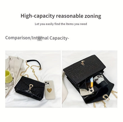 Crossbody Bag for Women – Crocodile Pattern Vintage Detachable Strap – detail view 15