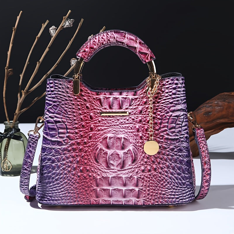 Crossbody Bag for Women – Crocodile Print Luxury Vintage Removable – alternate view