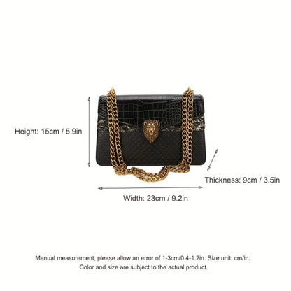 Crossbody Bag for Women – for Everyday Use, Animal Headdress Small Square Golden – detail view 3