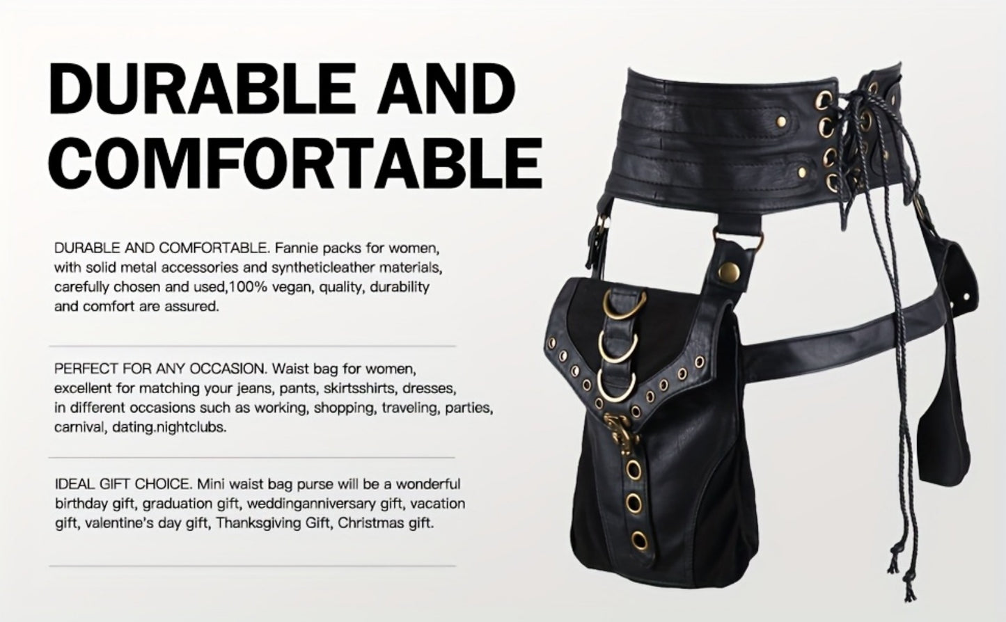 Crossbody Bag for Women – for Everyday Use, Gothic Steampunk Belt Adjustable Waist – detail view 17