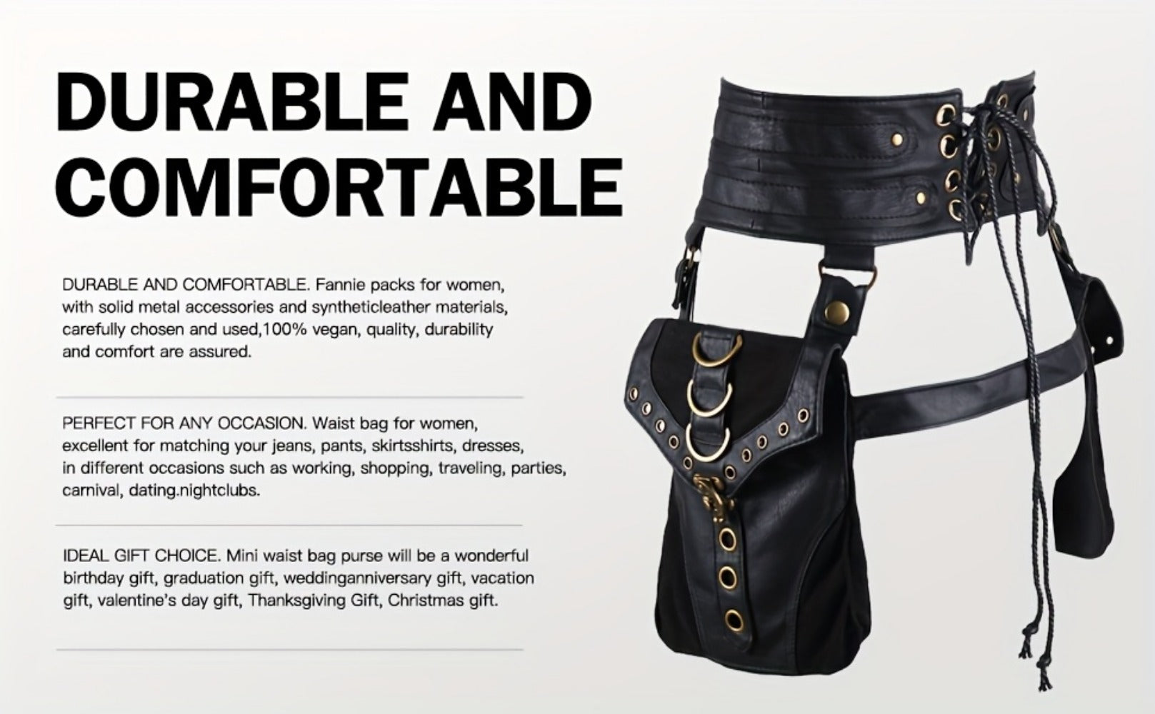 Crossbody Bag for Women – for Everyday Use, Gothic Steampunk Belt Adjustable Waist – detail view 17