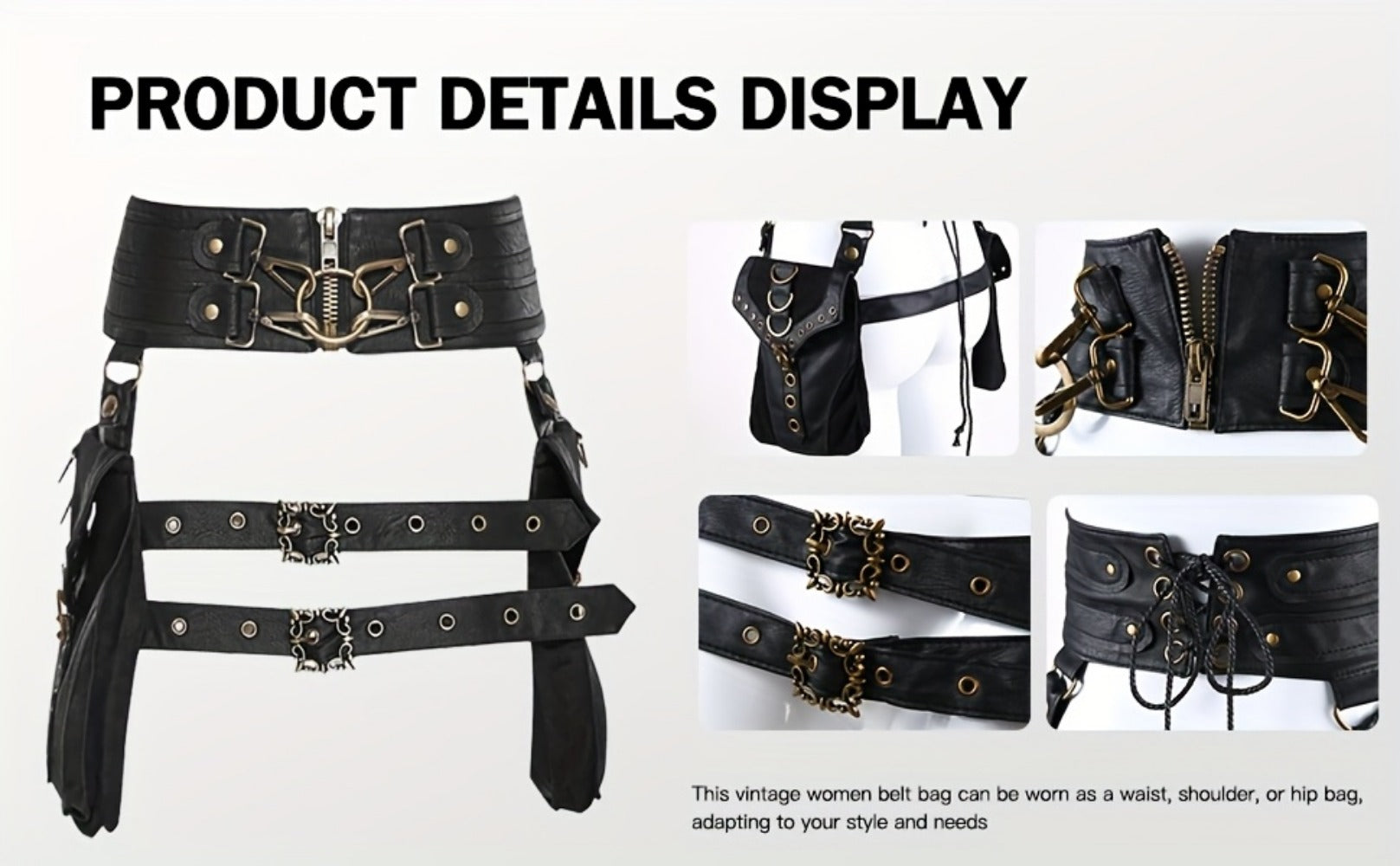 Crossbody Bag for Women – for Everyday Use, Gothic Steampunk Belt Adjustable Waist – detail view 19