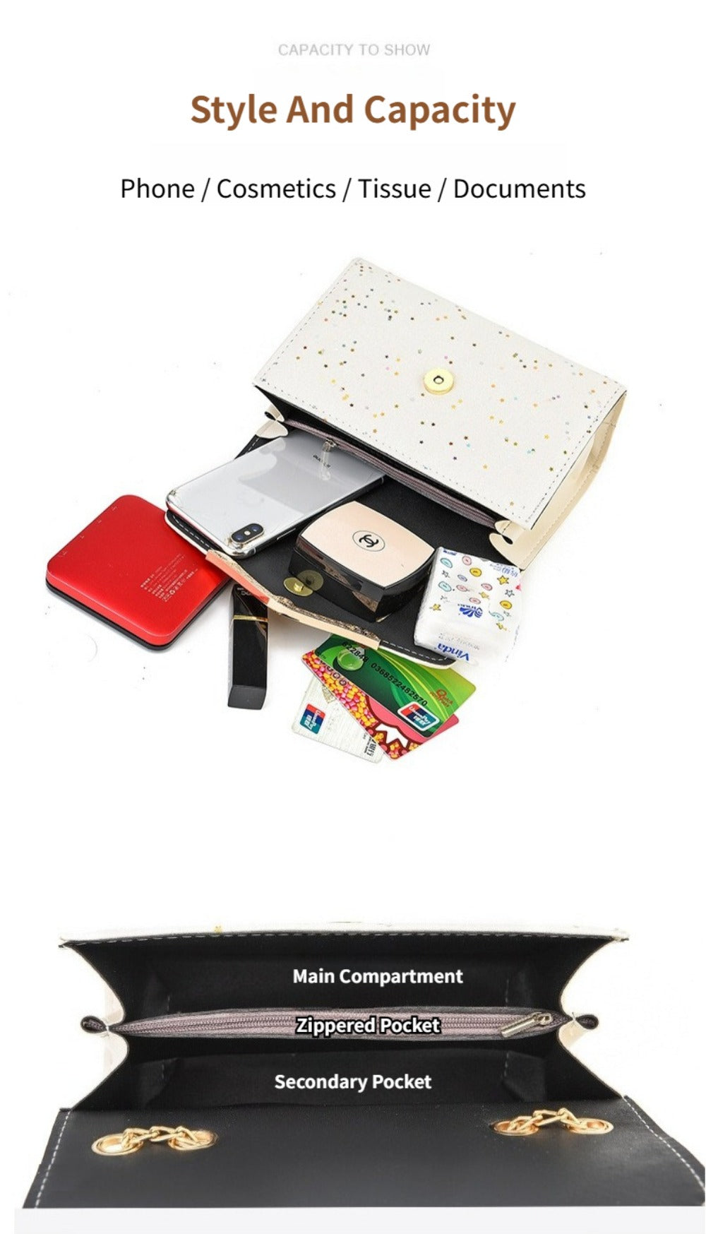 Crossbody Bag for Women – for Everyday Use, Sequin Chain Korean Style Luxury – detail view 14