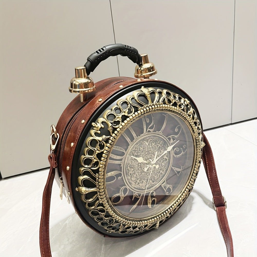 Crossbody Bag for Women – for Everyday Use, Steampunk Retro Clock Face Vintage – detail view 13