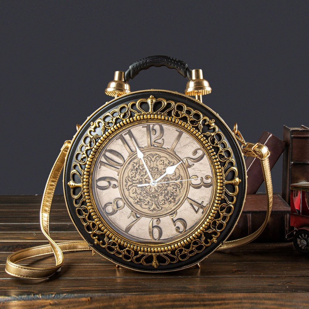 Crossbody Bag for Women – for Everyday Use, Steampunk Retro Clock Face Vintage – detail view 14
