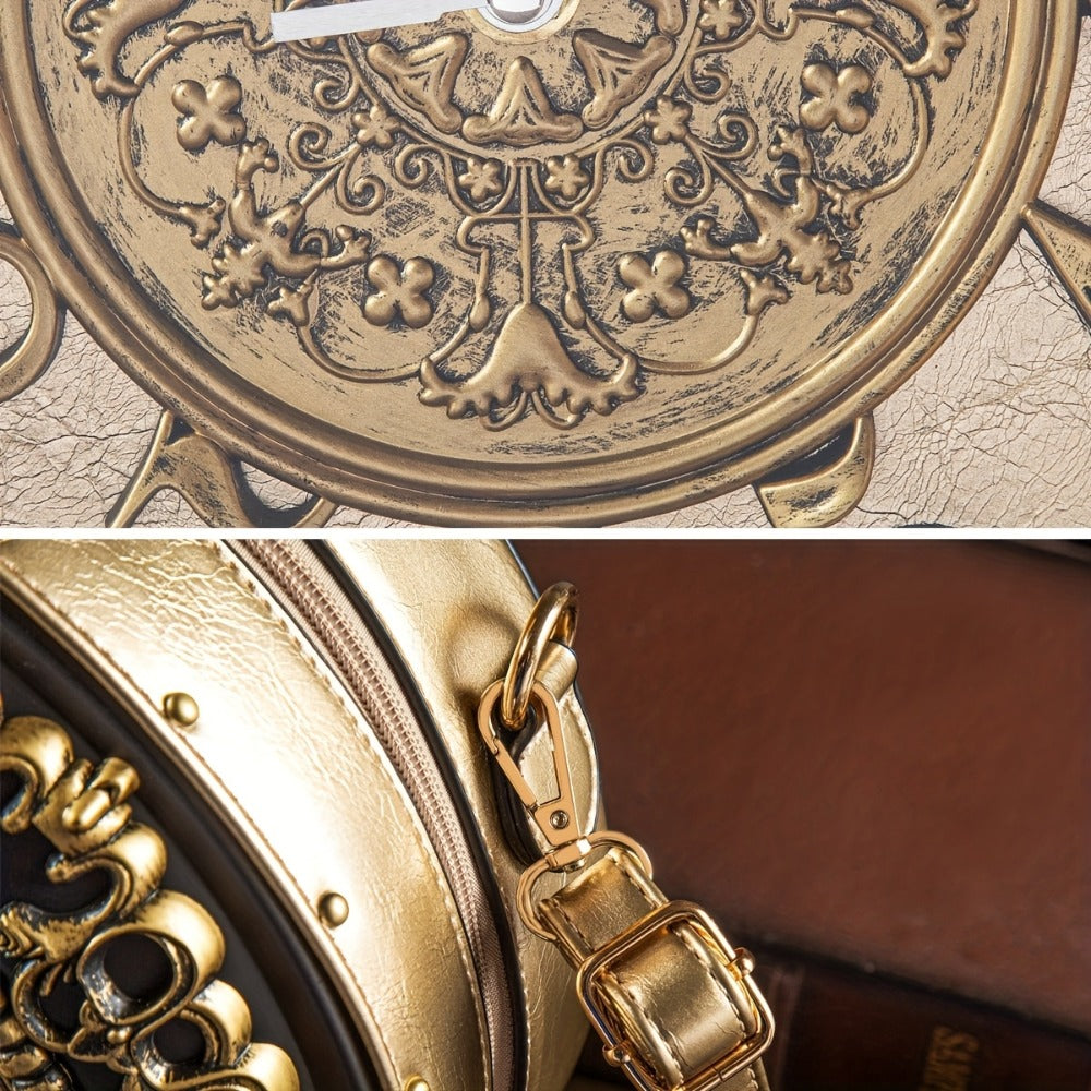 Crossbody Bag for Women – for Everyday Use, Steampunk Retro Clock Face Vintage – detail view 15