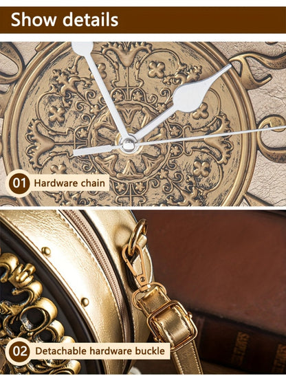 Crossbody Bag for Women – for Everyday Use, Steampunk Retro Clock Face Vintage – detail view 24
