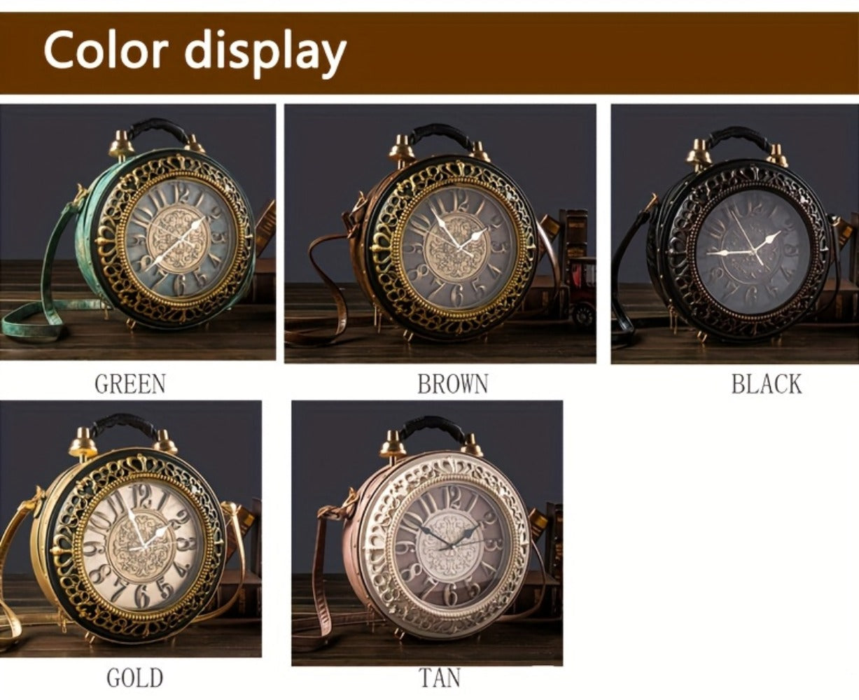 Crossbody Bag for Women – for Everyday Use, Steampunk Retro Clock Face Vintage – detail view 27