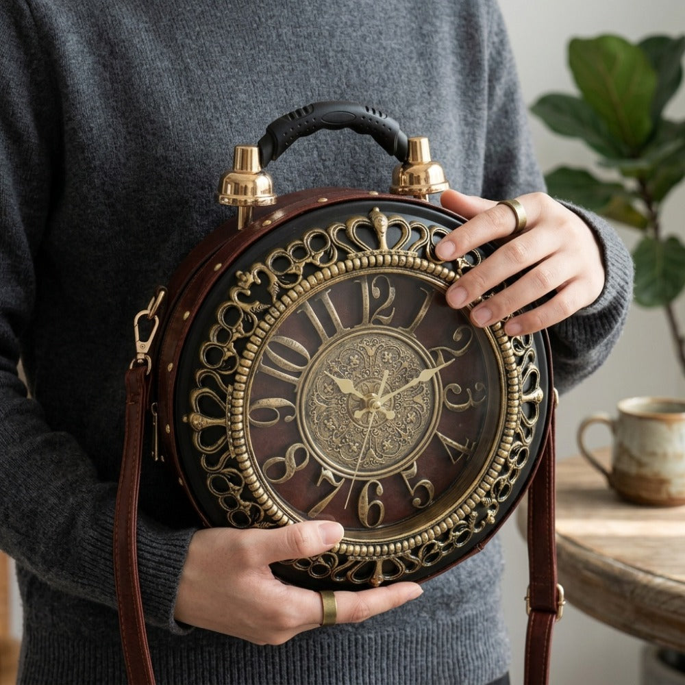 Crossbody Bag for Women – for Everyday Use, Steampunk Retro Clock Face Vintage – detail view 12