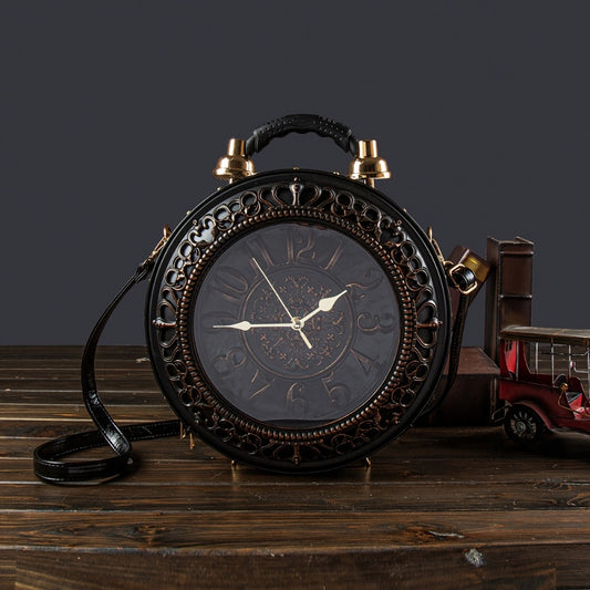 Crossbody Bag for Women – for Everyday Use, Steampunk Retro Clock Face Vintage – front view