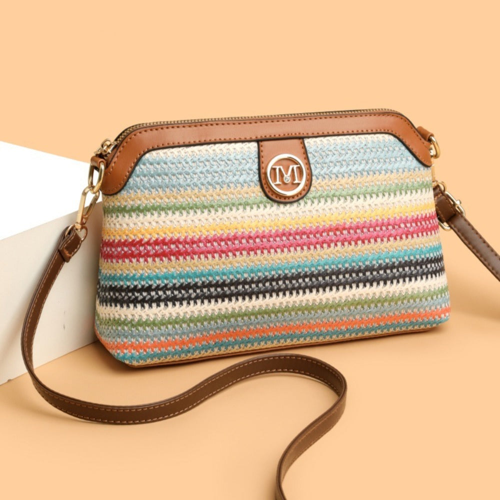 Crossbody Bag for Women – for Everyday Use, Color Block In Zipper Closure – front view